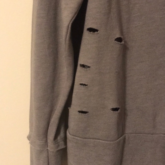 NWOT Distressed Gray Crewneck Sweatshirt - Picture 2 of 5